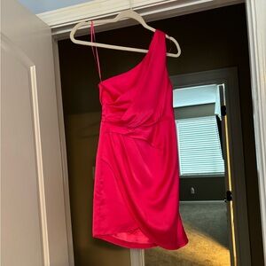 Hot pink mini silk dress